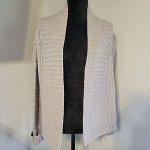 R898 Cream Acrylic-Wool Blend Long Sleeve Open Front Cardigan Size M